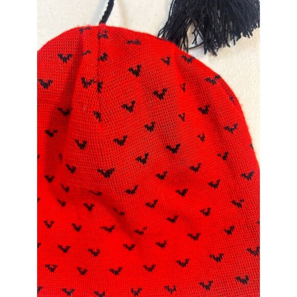 Vintage Janus Red Knit Hat With Black Bat Print - Picture 2 of 4